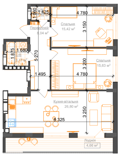 2-кімнатна 75.23 м² в ЖК Гостомель Residence від 18 800 грн/м², смт Гостомель