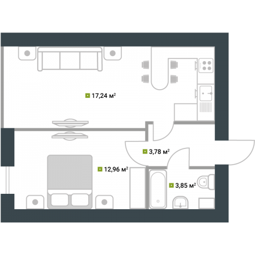 1-кімнатна 37.83 м² в ЖК Idilika від 21 850 грн/м², м. Буча