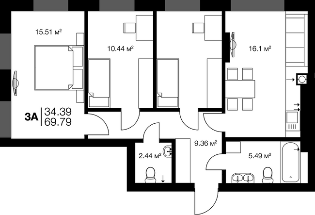 3-кімнатна 69.8 м² в ЖК Irpin City від 19 550 грн/м², м. Ірпінь