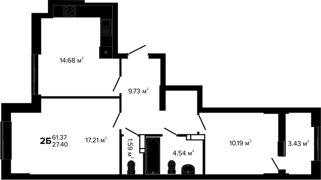 2-кімнатна 61.37 м² в ЖК Irpin City від 20 400 грн/м², м. Ірпінь