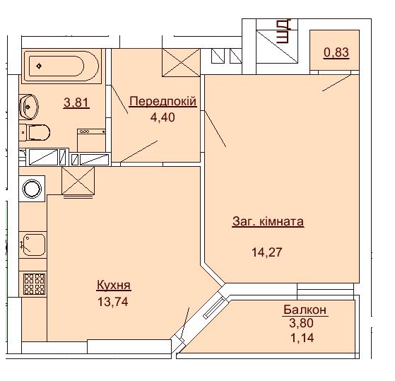 1-кімнатна 38.19 м² в ЖК Royal Park від 27 550 грн/м², м. Ірпінь