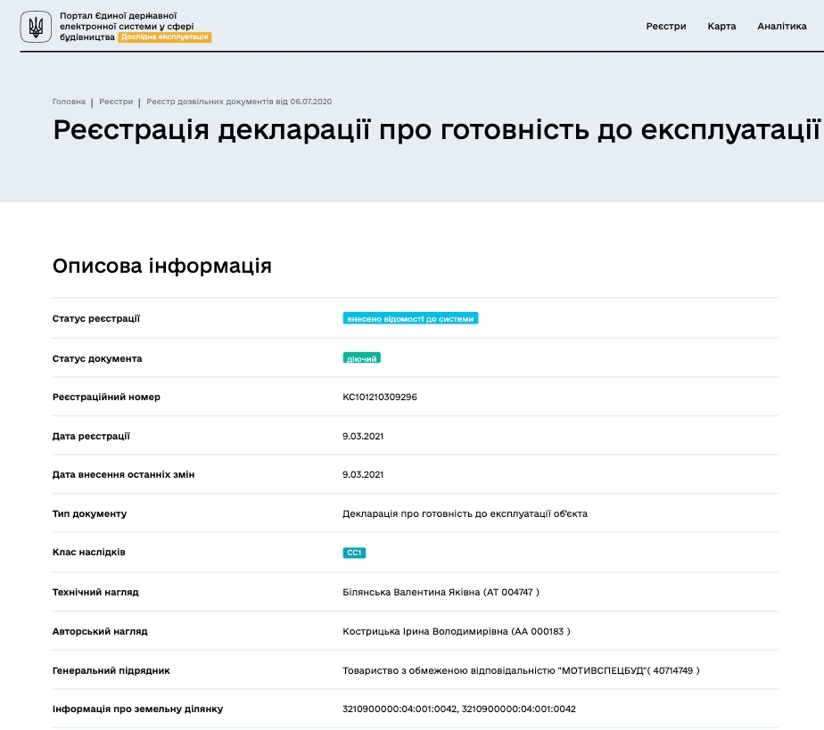 Сертифікат про готовність Дом 4, ЖК Барвіха