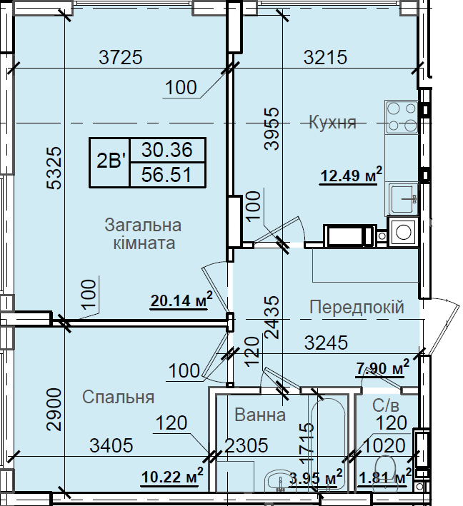 2-кімнатна 56.51 м² в ЖК Петрівський квартал від 18 000 грн/м², с. Святопетрівське