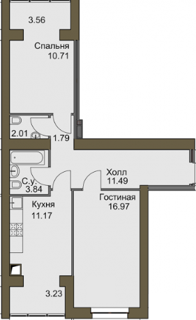2-комнатная 64.77 м² в ЖК Софиевский квартал от 19 500 грн/м², с. Софиевская Борщаговка