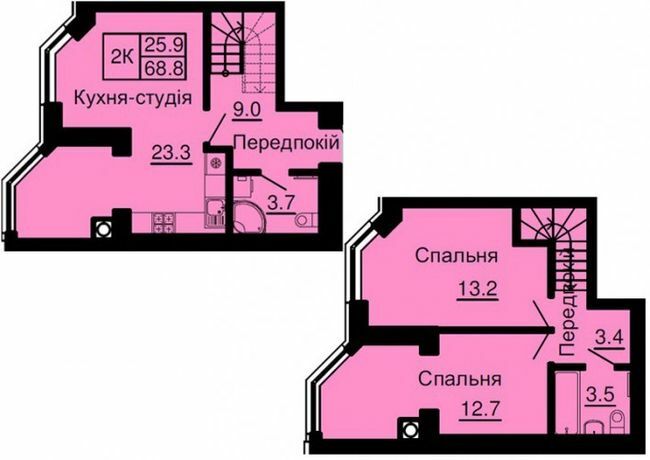 Двухуровневая 68.8 м² в ЖК София Сити от 33 000 грн/м², с. Софиевская Борщаговка