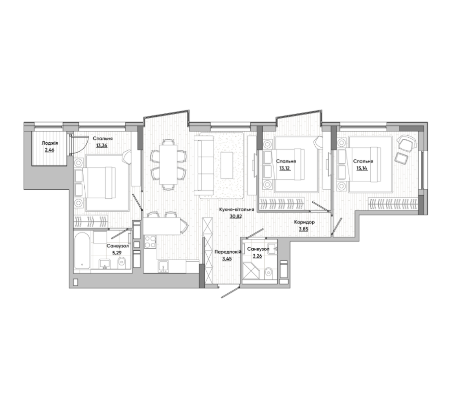 3-кімнатна 90.83 м² в ЖК Lucky Land від 36 904 грн/м², Київ