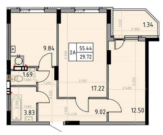 2-кімнатна 55.44 м² в ЖК Весна від 20 100 грн/м², м. Бориспіль