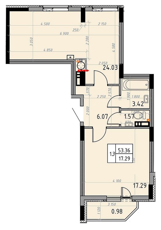 1-кімнатна 53.36 м² в ЖК Весна від 21 000 грн/м², м. Бориспіль