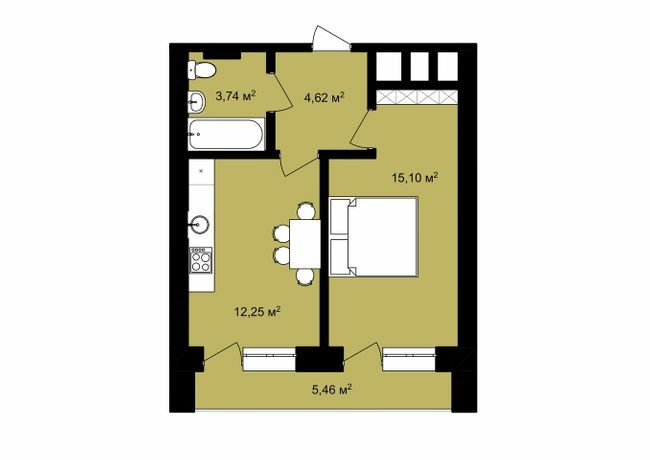 1-кімнатна 41.17 м² в ЖК Urban City від 13 350 грн/м², Харків