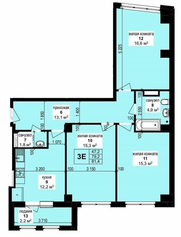 3-кімнатна 81.4 м² в ЖК Манхетен від 21 600 грн/м², Харків