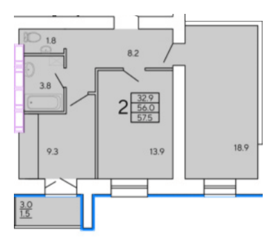2-кімнатна 57.5 м² в ЖК Сонячний квартал 4 від 21 500 грн/м², Харків