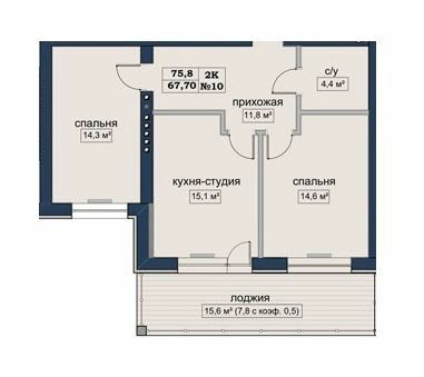 2-кімнатна 75.8 м² в ЖК Софія від 23 700 грн/м², Харків