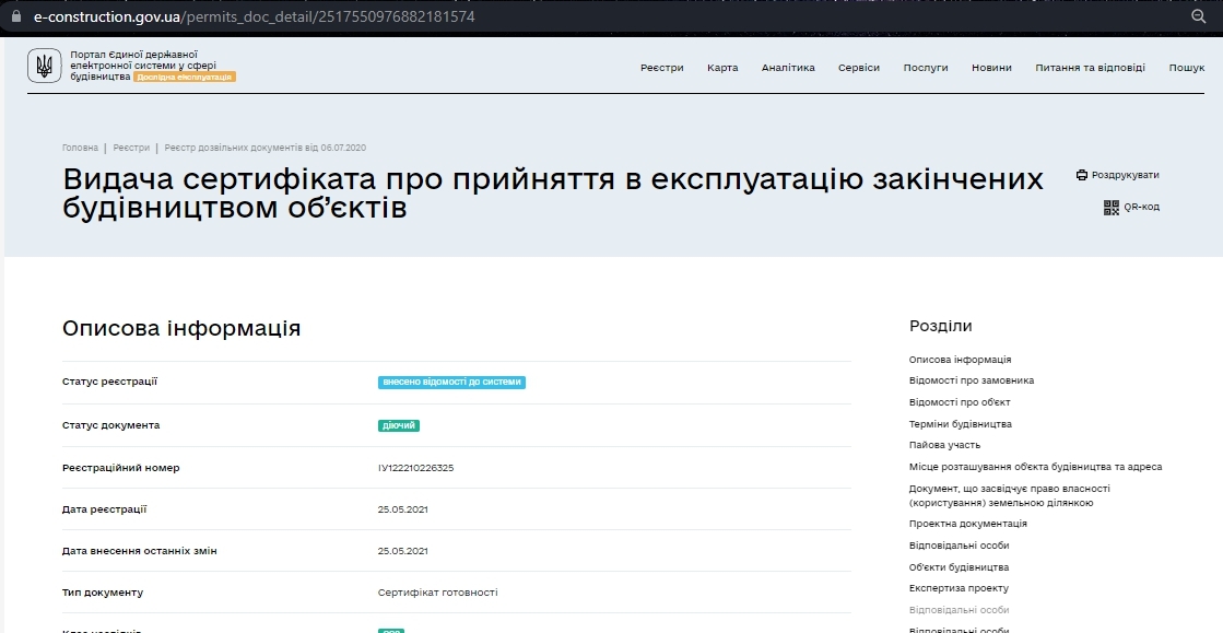 Сертификат о готовности Дом, ЖК Avila Lux