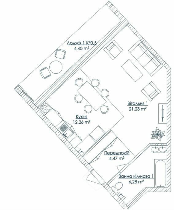 1-кімнатна 48.64 м² в ЖК KANDINSKY Odessa Residence від 70 097 грн/м², Одеса