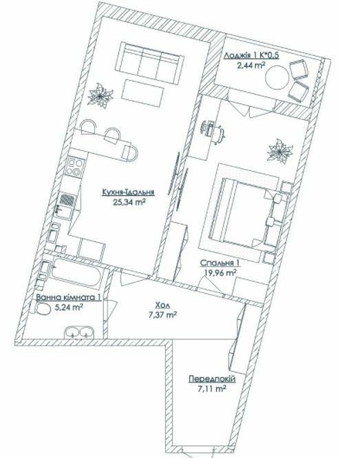 1-кімнатна 67.46 м² в ЖК KANDINSKY Odessa Residence від 70 097 грн/м², Одеса