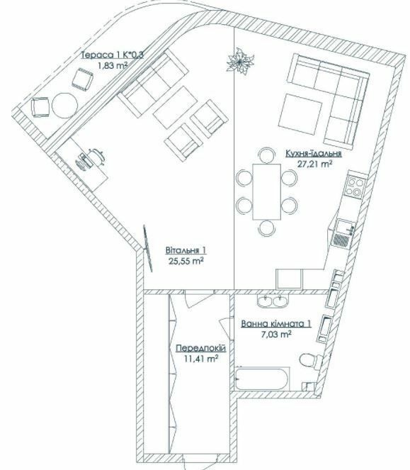1-кімнатна 73.03 м² в ЖК KANDINSKY Odessa Residence від 70 097 грн/м², Одеса