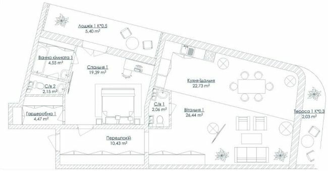 2-кімнатна 99.65 м² в ЖК KANDINSKY Odessa Residence від 70 945 грн/м², Одеса