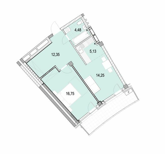 1-кімнатна 57.37 м² в ЖК La Mer від 46 000 грн/м², Одеса