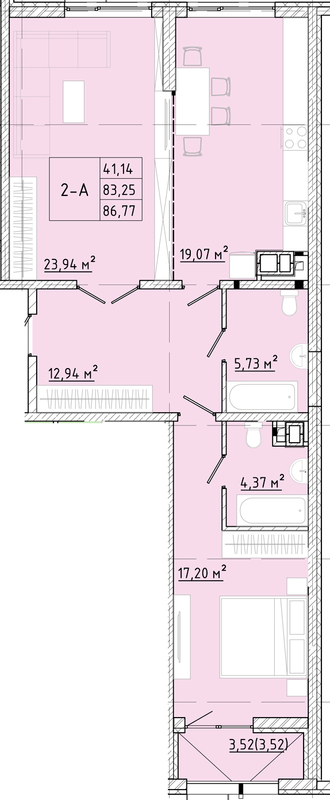 2-кімнатна 86.77 м² в ЖК Modern від 24 150 грн/м², Одеса