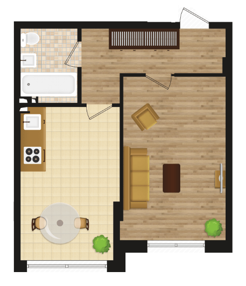 1-комнатная 41.9 м² в ЖК Золотая Эра от 22 300 грн/м², с. Крыжановка
