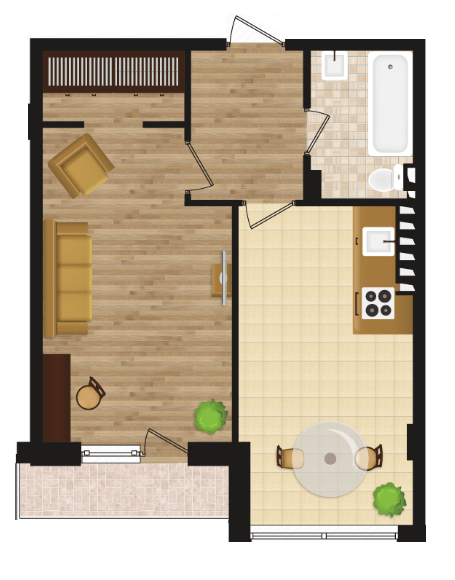 1-кімнатна 43.9 м² в ЖК Золота Ера від 22 300 грн/м², с. Крижанівка