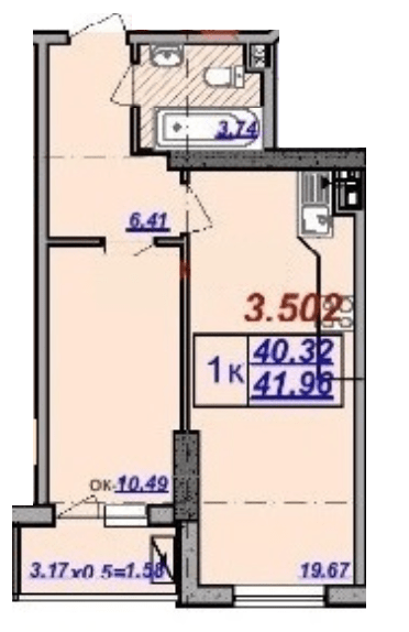 1-кімнатна 41.96 м² в ЖК Мілос від 29 650 грн/м², Одеса
