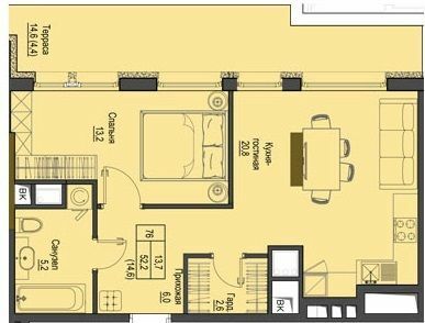 1-комнатная 52.2 м² в ЖК Первый Французский от 45 400 грн/м², Одесса