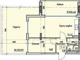 1-кімнатна 53.65 м² в ЖК Простір на Донського від 25 550 грн/м², Одеса