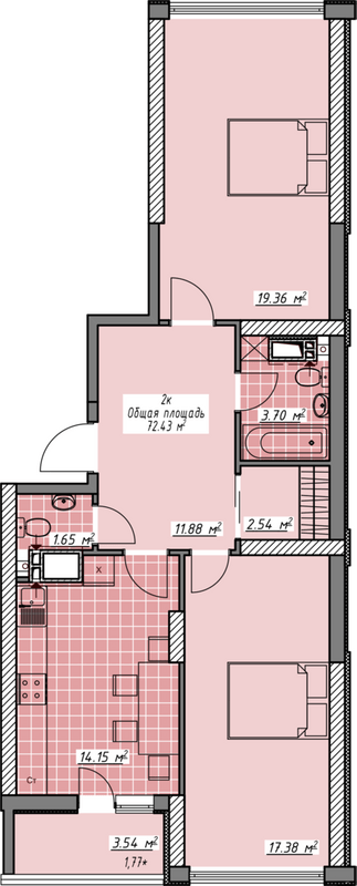 2-кімнатна 72.43 м² в ЖК Елегія Парк від 28 000 грн/м², Одеса