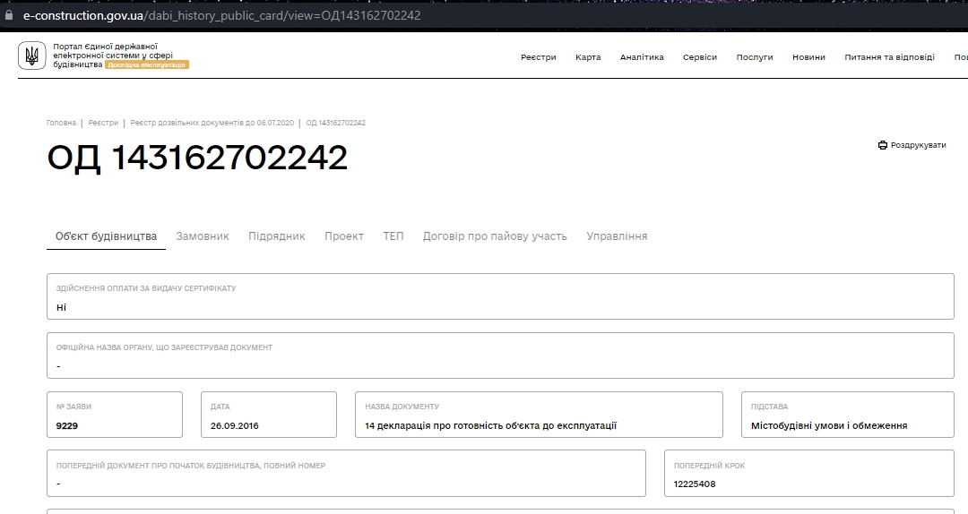 Сертифікат про готовність 2 дом, ЖК Новосел