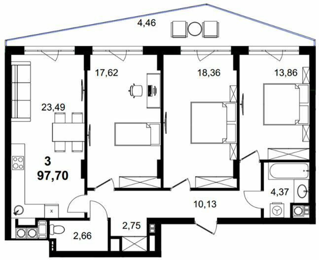 3-комнатная 97.7 м² в ЖК Tiffany apartments от 28 300 грн/м², Львов