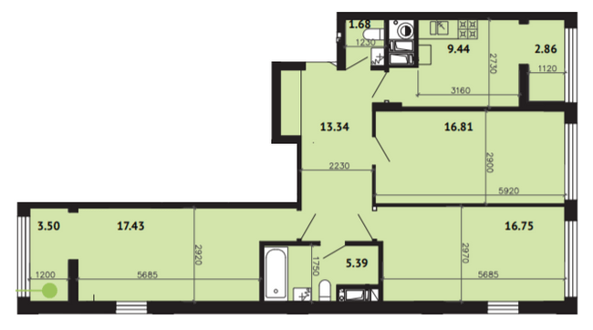 3-кімнатна 87.2 м² в ЖК Вільне Місто від 25 400 грн/м², Львів