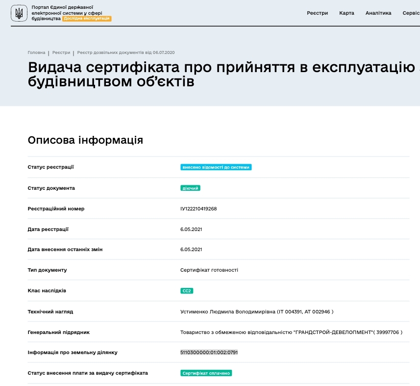 Сертификат о готовности ЖК полностью, ЖК Цитадель