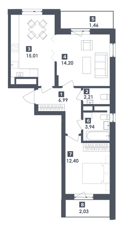 2-комнатная 59.08 м² в ЖК Малоголосківські пагорби от 21 350 грн/м², Львов