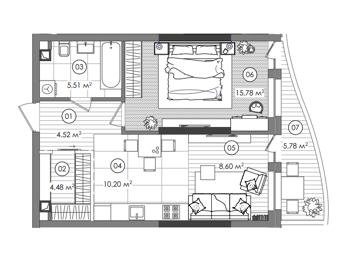 1-кімнатна 50.82 м² в ЖК Creator City від 37 376 грн/м², Київ