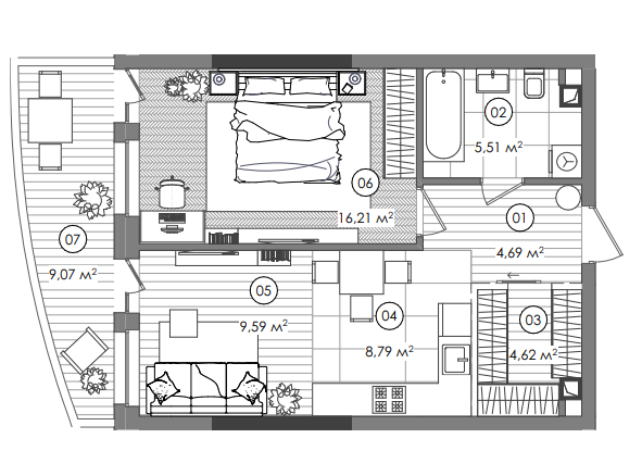 1-кімнатна 52.13 м² в ЖК Creator City від 49 639 грн/м², Київ