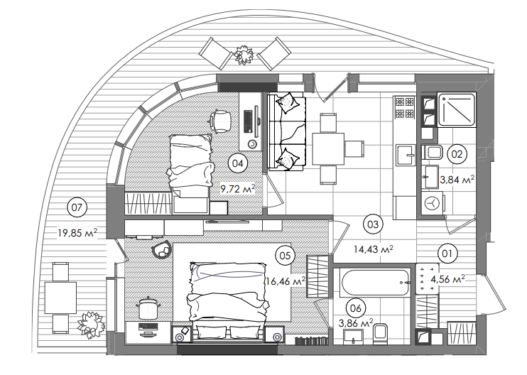 2-кімнатна 58.83 м² в ЖК Creator City від 51 678 грн/м², Київ