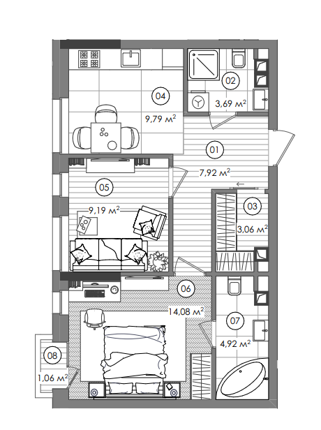 2-кімнатна 52.97 м² в ЖК Creator City від 53 865 грн/м², Київ