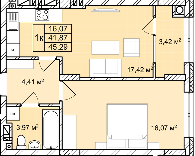 1-комнатная 45.29 м² в ЖК Софиевка от 32 000 грн/м², Львов