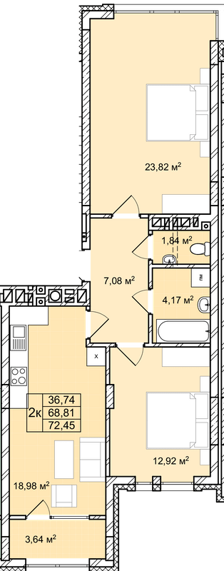 2-комнатная 72.45 м² в ЖК Софиевка от 30 500 грн/м², Львов
