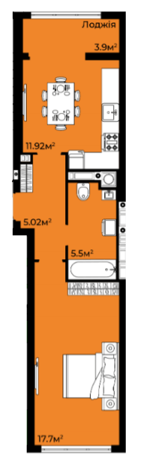 1-кімнатна 44.04 м² в ЖК Континент від 20 000 грн/м², с. Сокільники