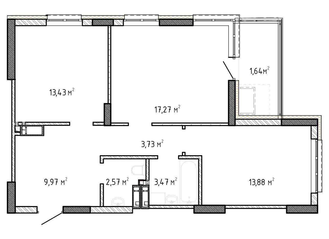 2-кімнатна 65.96 м² в ЖК Krona Park II від 23 106 грн/м², м. Бровари