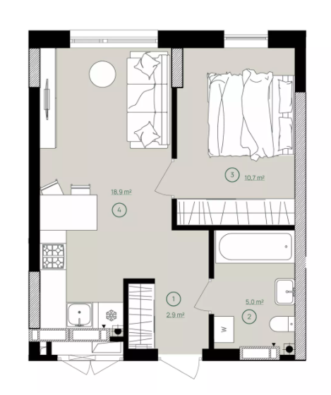 1-комнатная 37.5 м² в ЖК Дом на Вавиловых от 39 900 грн/м², Киев