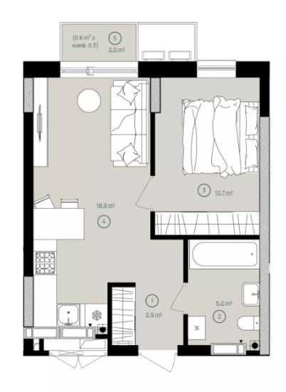 1-комнатная 38.1 м² в ЖК Дом на Вавиловых от 38 100 грн/м², Киев