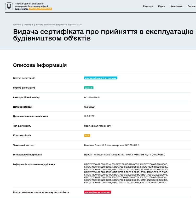 Сертифікат про готовність Дом 3, ЖК Казка