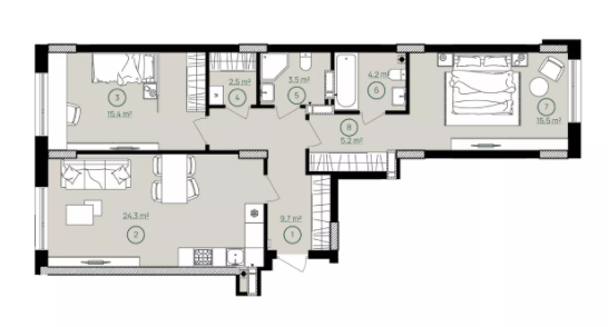 2-комнатная 80.3 м² в ЖК Дом на Вавиловых от 34 500 грн/м², Киев