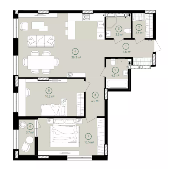 2-комнатная 95.3 м² в ЖК Дом на Вавиловых от 34 500 грн/м², Киев