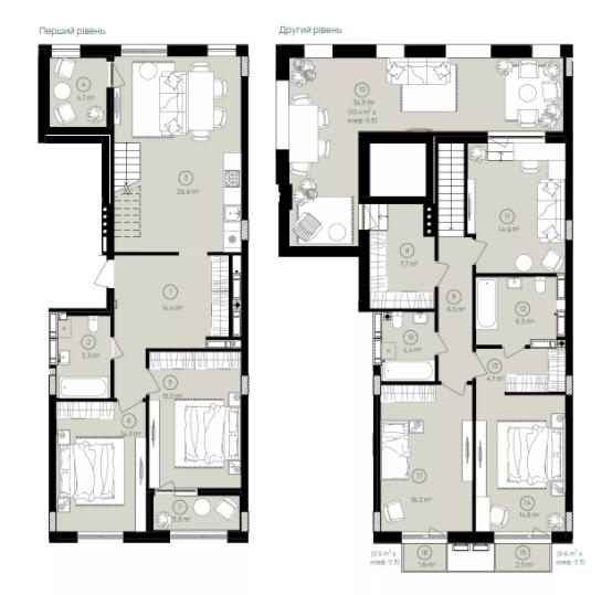Двухуровневая 173.6 м² в ЖК Дом на Вавиловых от 31 350 грн/м², Киев
