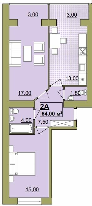 2-комнатная 64 м² в ЖК Городок Центральный от 13 500 грн/м², Ивано-Франковск