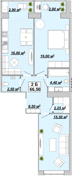 2-комнатная 66.5 м² в ЖР Княгинин от 14 000 грн/м², Ивано-Франковск